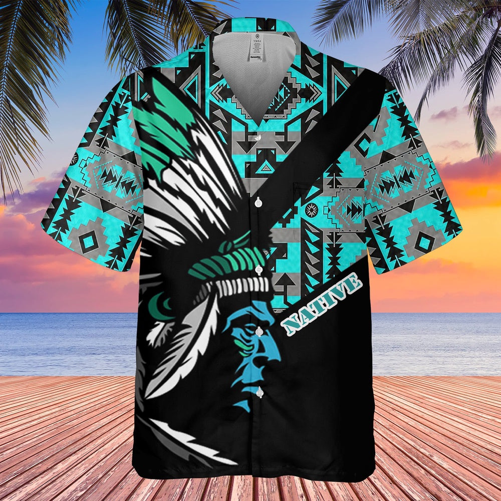 Native American Hawaiian Shirt, Shirts Expressing National Pride Hawaiian Shirt, Native American Chief Shirt, Native Pattern Shirt