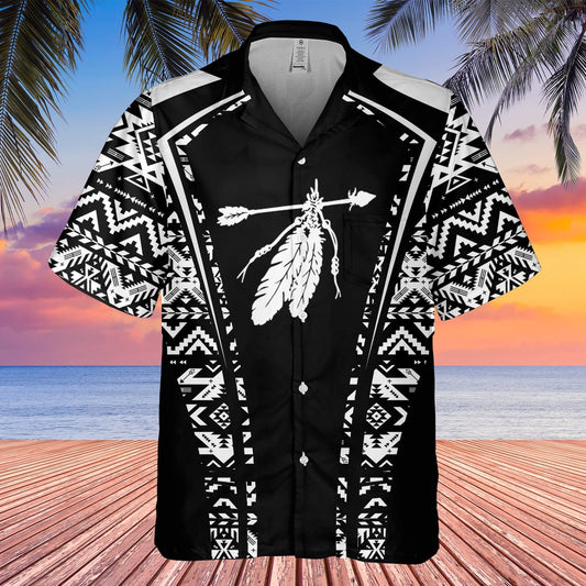 Native American Hawaiian Shirt, Soar With The Feather On The Shirt Hawaiian Shirt, Native Pattern Shirt