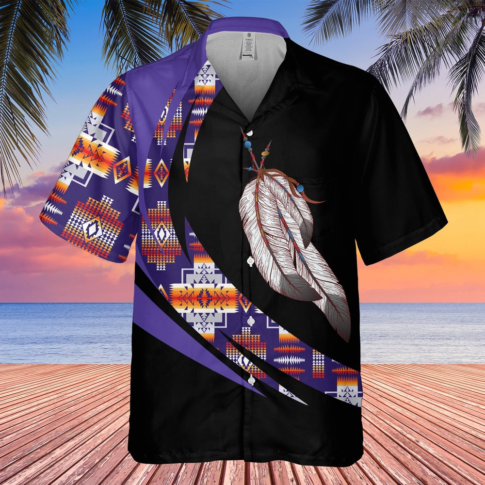 Native American Hawaiian Shirt, Soaring Feather Overcome Difficulties Hawaiian Shirt, Native Pattern Shirt