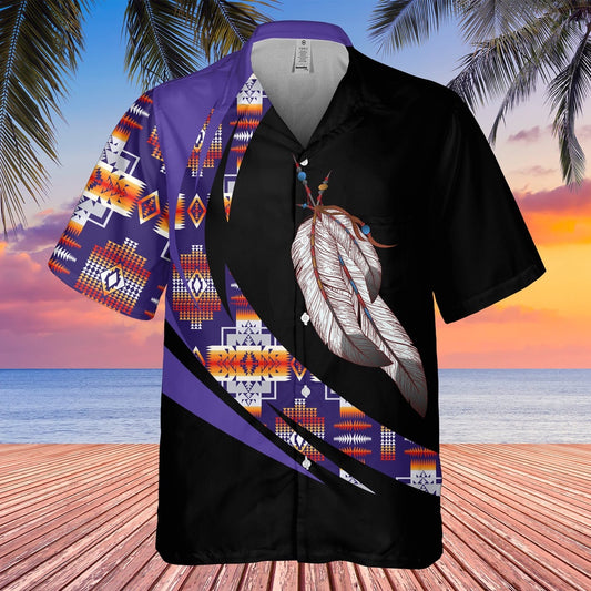 Native American Hawaiian Shirt, Soaring Feather Overcome Difficulties Hawaiian Shirt, Native Pattern Shirt