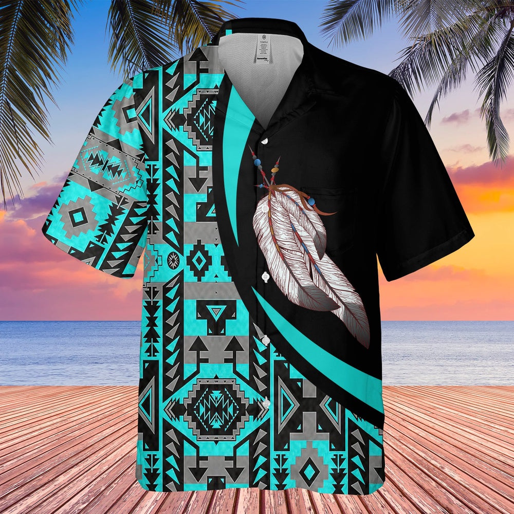 Native American Hawaiian Shirt, Sparkling Sequin Feather Stand Out In The Light Hawaiian Shirt, Native Pattern Shirt