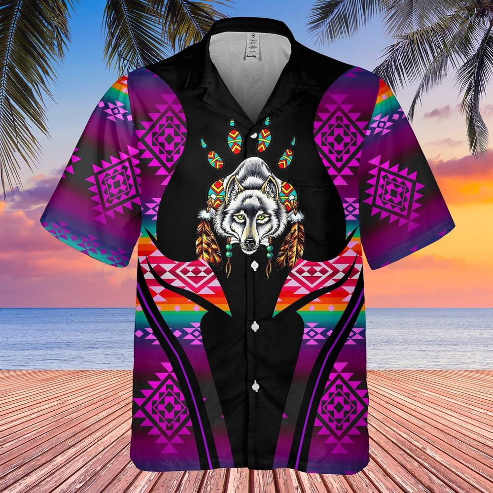 Native American Hawaiian Shirt, Special Offer Wolf Graphic Hawaiian Shirt, Wolf Native Hawaiian Shirt