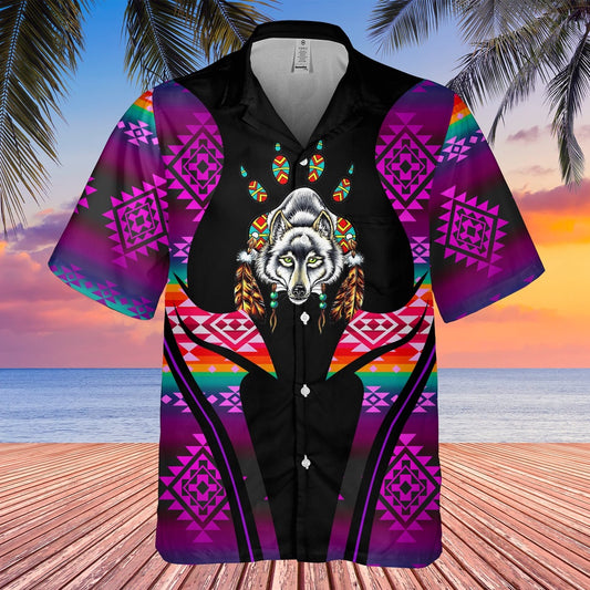 Native American Hawaiian Shirt, Special Offer Wolf Graphic Hawaiian Shirt, Wolf Native Hawaiian Shirt