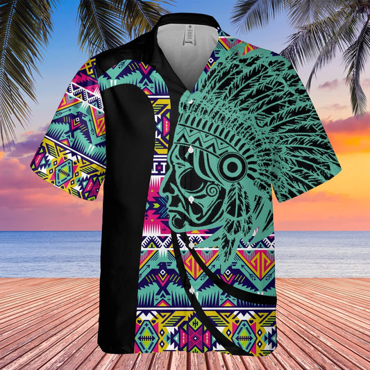 Native American Hawaiian Shirt, Sun God Hawaiian Shirt, Native American Chief Shirt, Native Pattern Shirt