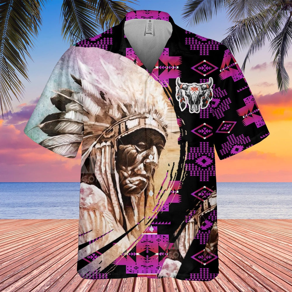 Native American Hawaiian Shirt, Thunder Arrow Hawaiian Shirt, Native American Chief Shirt, Native Pattern Shirt
