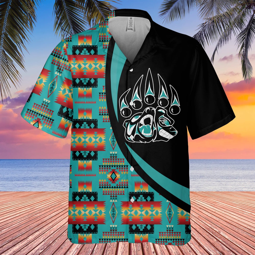 Native American Hawaiian Shirt, Wild Tracks Hawaiian Shirt, Native Pattern Shirt