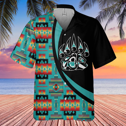 Native American Hawaiian Shirt, Wild Tracks Hawaiian Shirt, Native Pattern Shirt