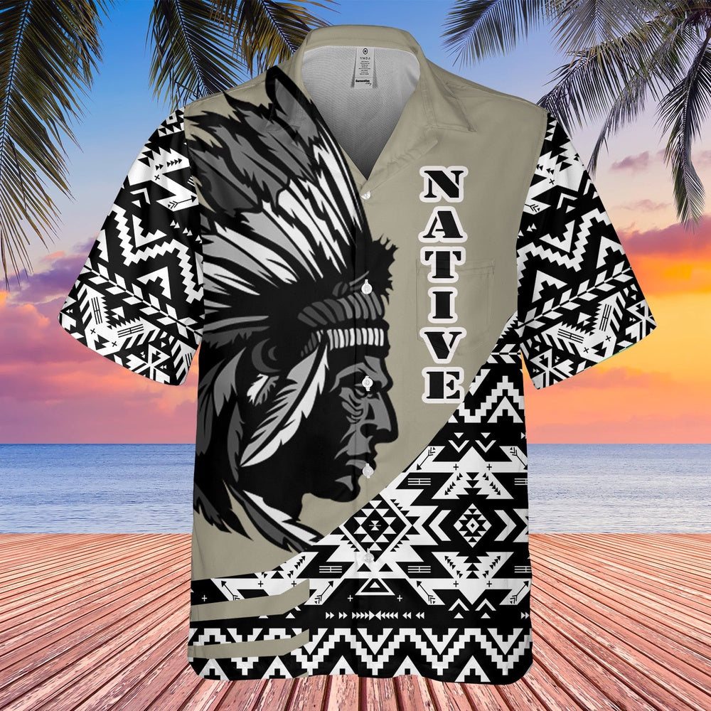 Native American Hawaiian Shirt, Yearning For Liberty Hawaiian Shirt, Native American Chief Shirt, Native Pattern Shirt