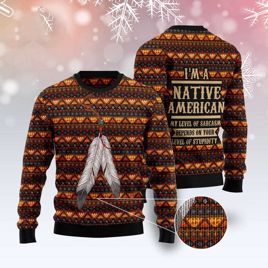 Native Feather Ugly Christmas Sweater, Funny Xmas Sweater, Sweater Xmas