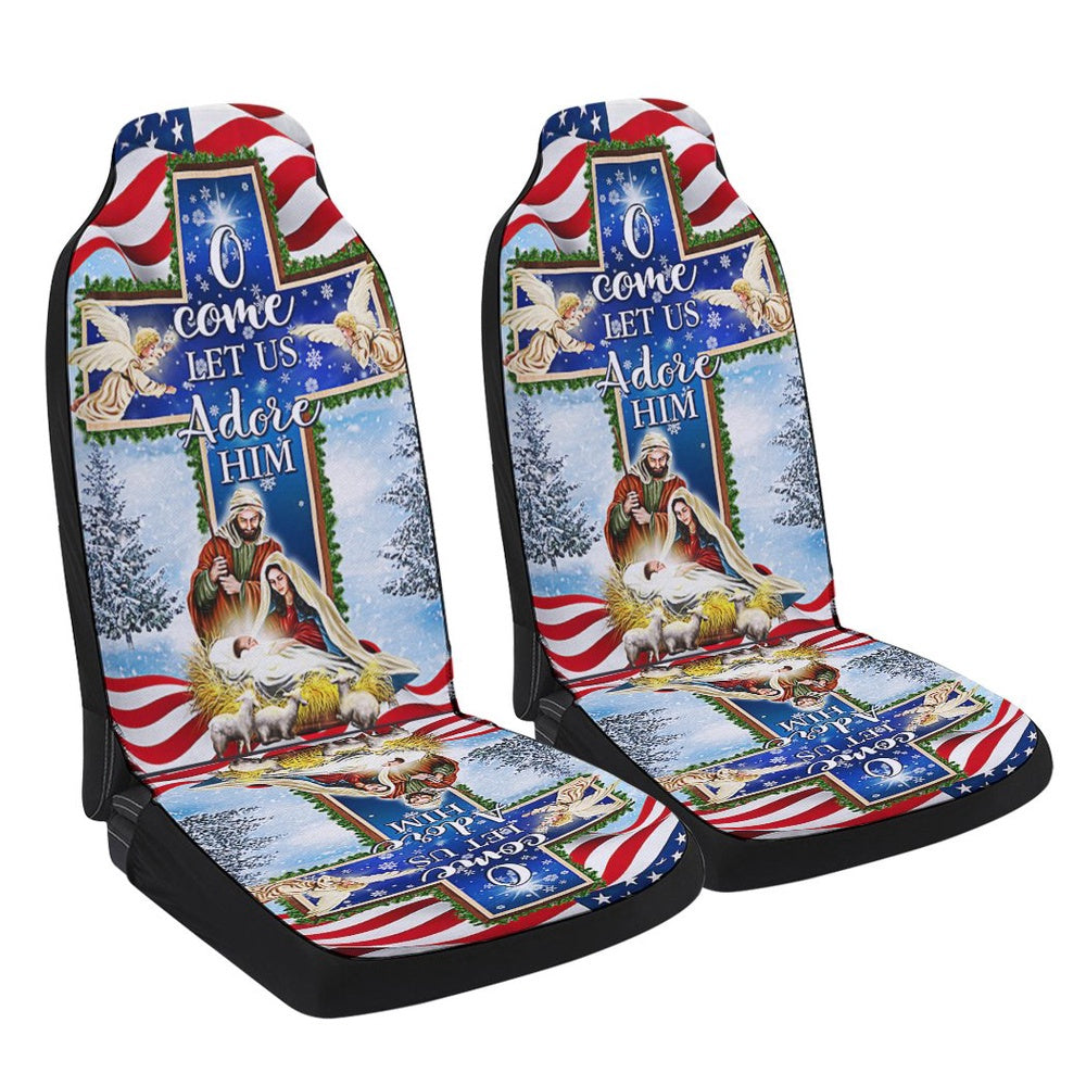 Nativity Christmas O Come Let Us Adore Him Cars Seat Cover, Christmas Car Seat Covers, Car Decor Gift