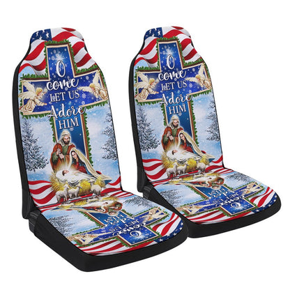 Nativity Christmas O Come Let Us Adore Him Cars Seat Cover, Christmas Car Seat Covers, Car Decor Gift