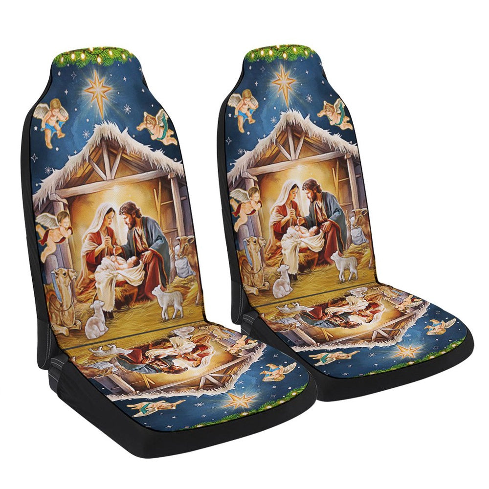 Nativity Of Jesus Christmas Oh Holy Night Cars Seat Cover, Christmas Car Seat Covers, Car Decor Gift