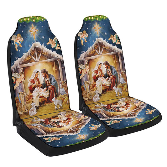 Nativity Of Jesus Christmas Oh Holy Night Cars Seat Cover, Christmas Car Seat Covers, Car Decor Gift