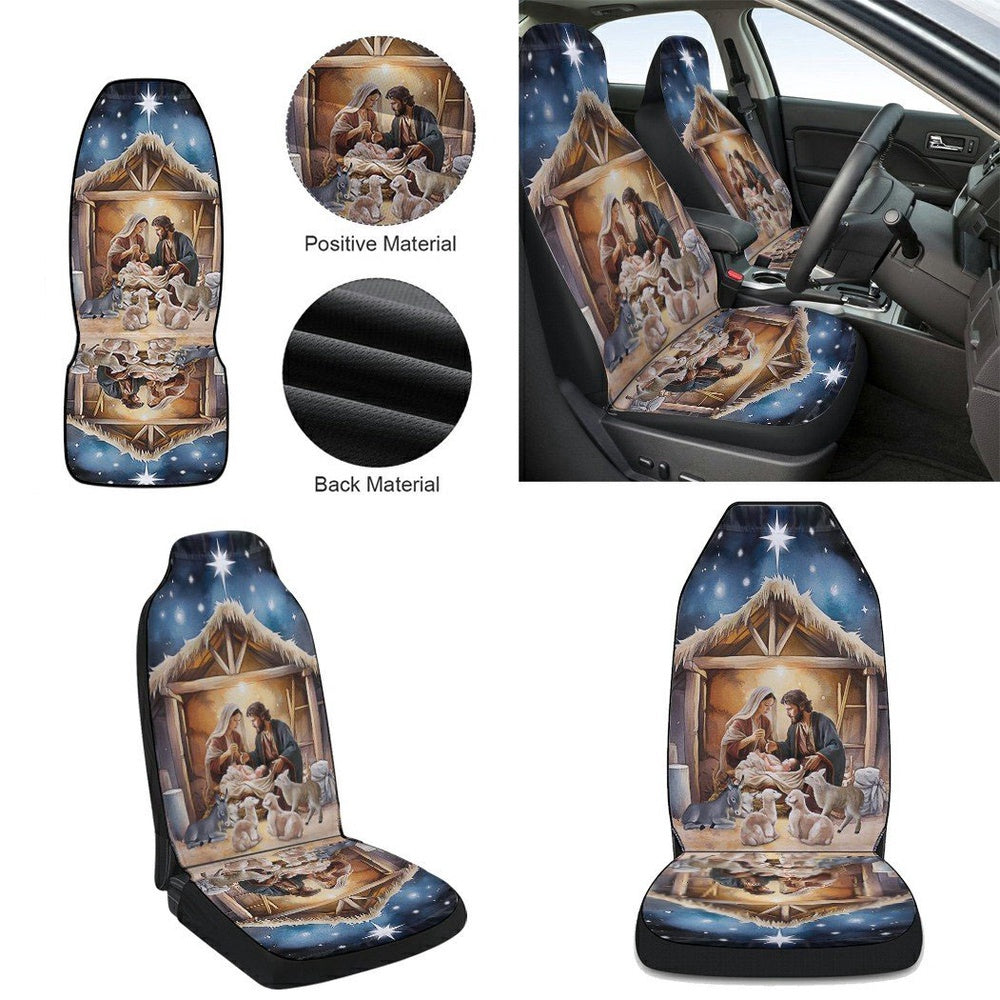 Nativity Of Jesus Christmas Oh Holy Night Cars Seat Cover, Christmas Car Seat Covers, Car Decor Gift
