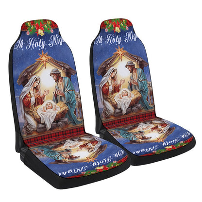 Nativity Of Jesus Oh Holy Night Christmas Cars Seat Cover, Christmas Car Seat Covers, Car Decor Gift