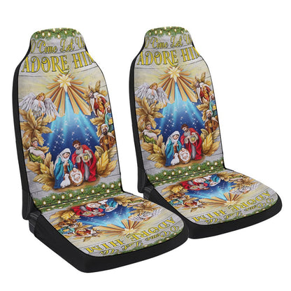 Nativity of Jesus Christmas O Come Let Us Adore Him Holy Night Cars Seat Cover, Christmas Car Seat Covers, Car Decor Gift