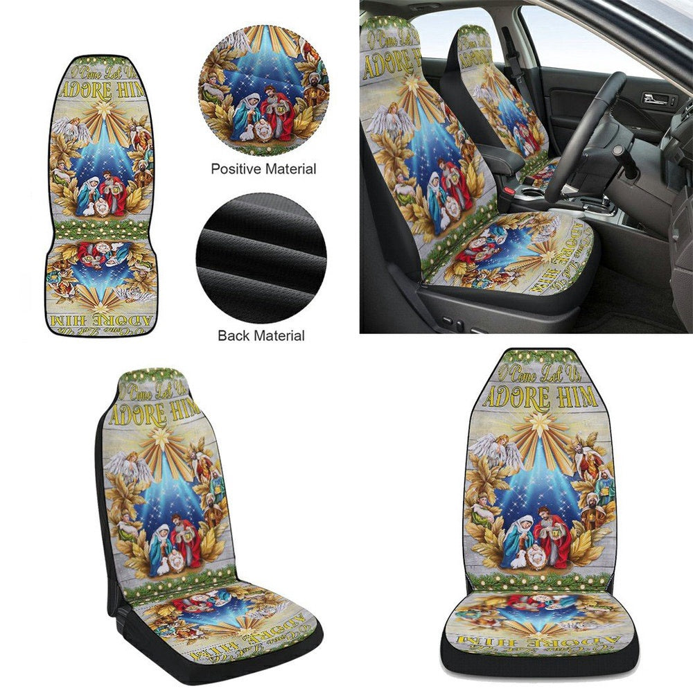Nativity of Jesus Christmas O Come Let Us Adore Him Holy Night Cars Seat Cover, Christmas Car Seat Covers, Car Decor Gift