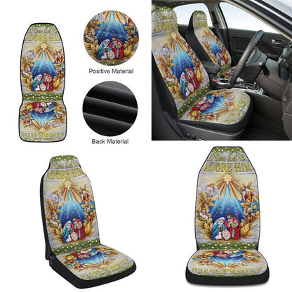 Nativity of Jesus Christmas O Come Let Us Adore Him Holy Night Cars Seat Cover, Christmas Car Seat Covers, Car Decor Gift