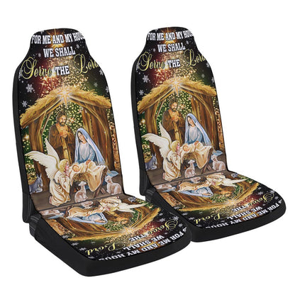 Nativity of Jesus Holy Family Christmas As For Me And My House We Shall Serve The Lord Cars Seat Cover, Christmas Car Seat Covers, Car Decor Gift