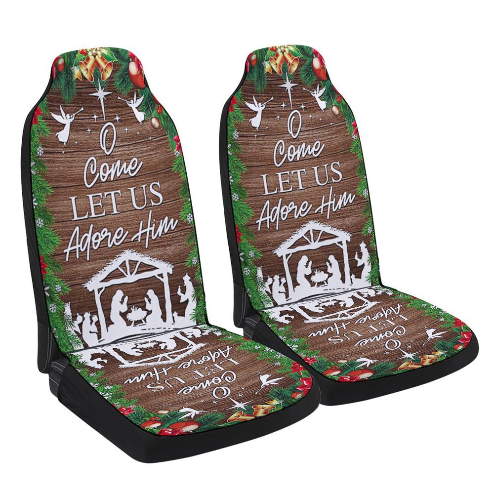 Nativity of Jesus Holy Night Christmas O Come Let us Adore Him Cars Seat Cover, Christmas Car Seat Covers, Car Decor Gift
