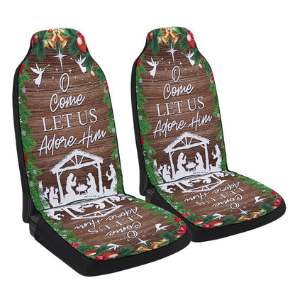 Nativity of Jesus Holy Night Christmas O Come Let us Adore Him Cars Seat Cover, Christmas Car Seat Covers, Car Decor Gift
