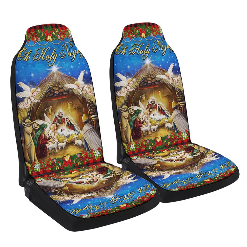 Nativity of Jesus Oh Holy Night Jesus Christmas Cars Seat Cover, Christmas Car Seat Covers, Car Decor Gift