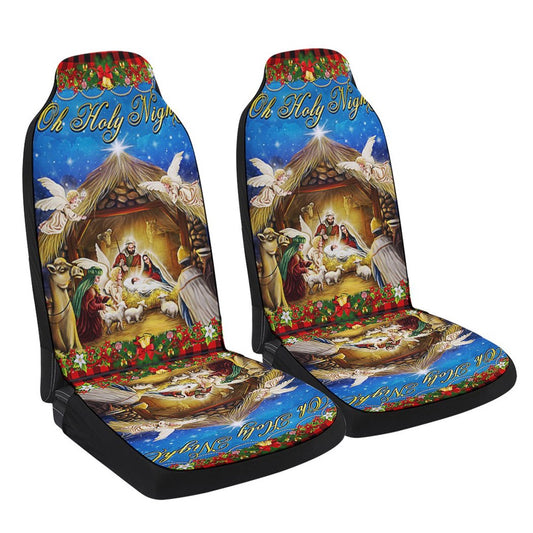 Nativity of Jesus Oh Holy Night Jesus Christmas Cars Seat Cover, Christmas Car Seat Covers, Car Decor Gift