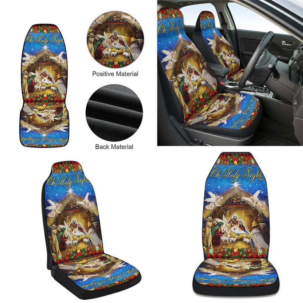 Nativity of Jesus Oh Holy Night Jesus Christmas Cars Seat Cover, Christmas Car Seat Covers, Car Decor Gift
