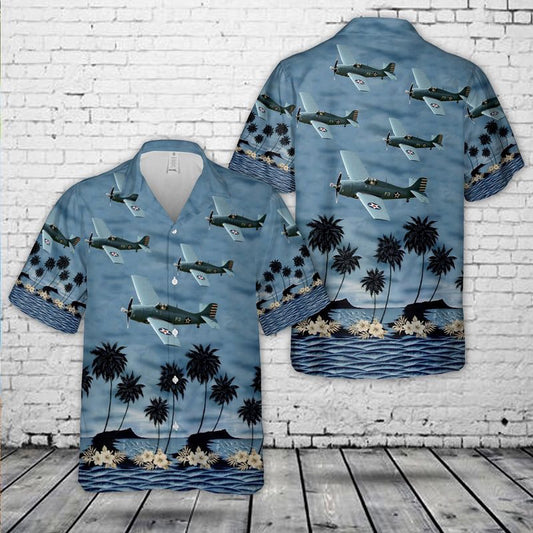 Navy Hawaiian Shirt, Grumman F4F Wildcat Us Navy Wwii Fighter Plane Hawaiian Shirt, Navy Shirts Mens