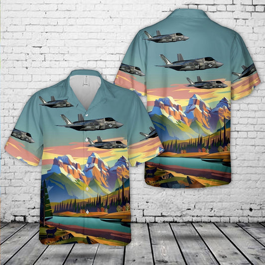 Navy Hawaiian Shirt, Marine Fighter Attack Training Squadron 501 Vmfat-501 'Warlords' Lockheed Martin F-35B Lightning Ii Hawaiian Shirt