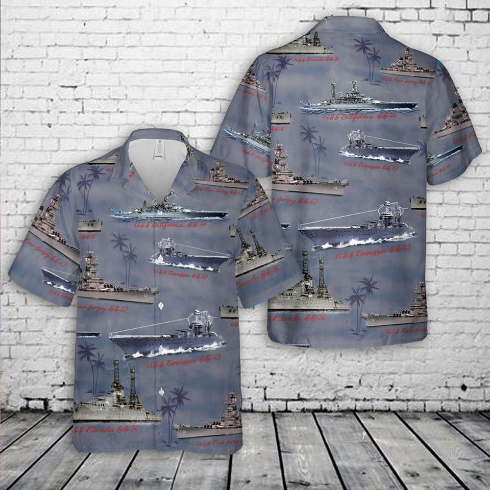 Navy Hawaiian Shirt, Naval Battleships Of World War Ii Military Hawaiian Shirt, Navy Shirts Mens