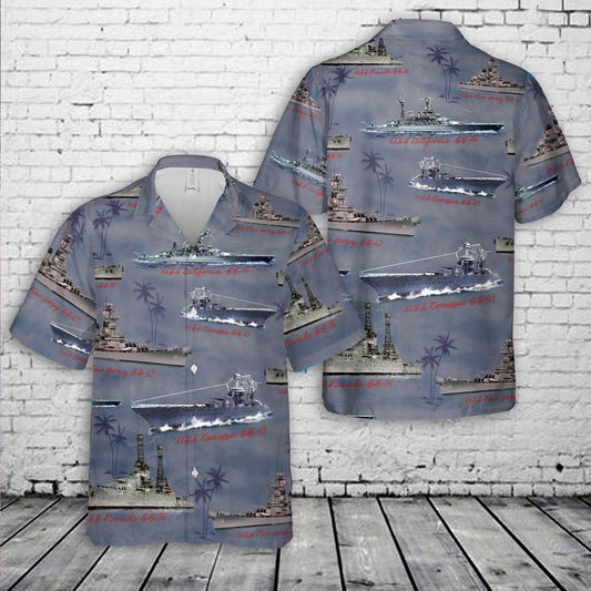 Navy Hawaiian Shirt, Naval Battleships Of World War Ii Military Hawaiian Shirt, Navy Shirts Mens