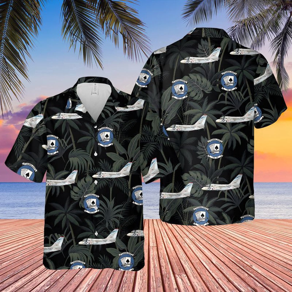 Navy Hawaiian Shirt, Navy Lockheed S-3 Viking Of Vs-28 Hawaiian Shirt, Navy Shirts Mens