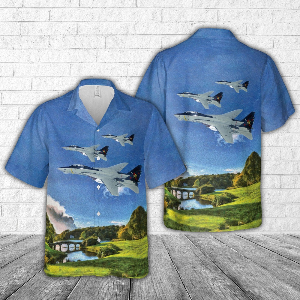 Navy Hawaiian Shirt, Us Navy - Fighter Squadron 11 (Fitron 11) Vf-11 Red Rippers Hawaiian Shirt, Navy Shirts Mens
