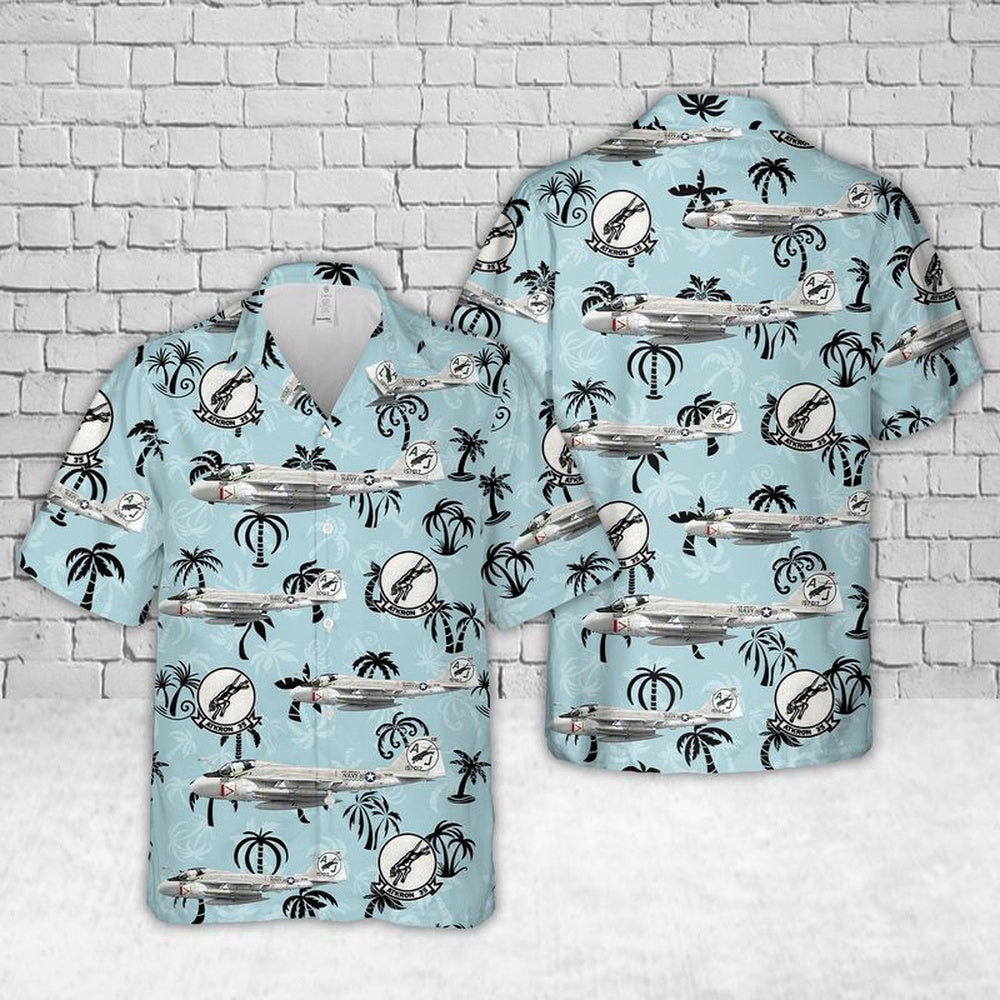 Navy Hawaiian Shirt, Us Navy A-6A Intruder Of Va-35 Black Panthers Hawaiian Shirt, Navy Shirts Mens