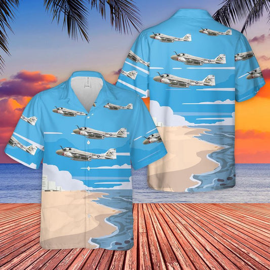 Navy Hawaiian Shirt, Us Navy A-6 Intruder Of Va-75 Sunday Punchers Hawaiian Shirt, Navy Shirts Mens