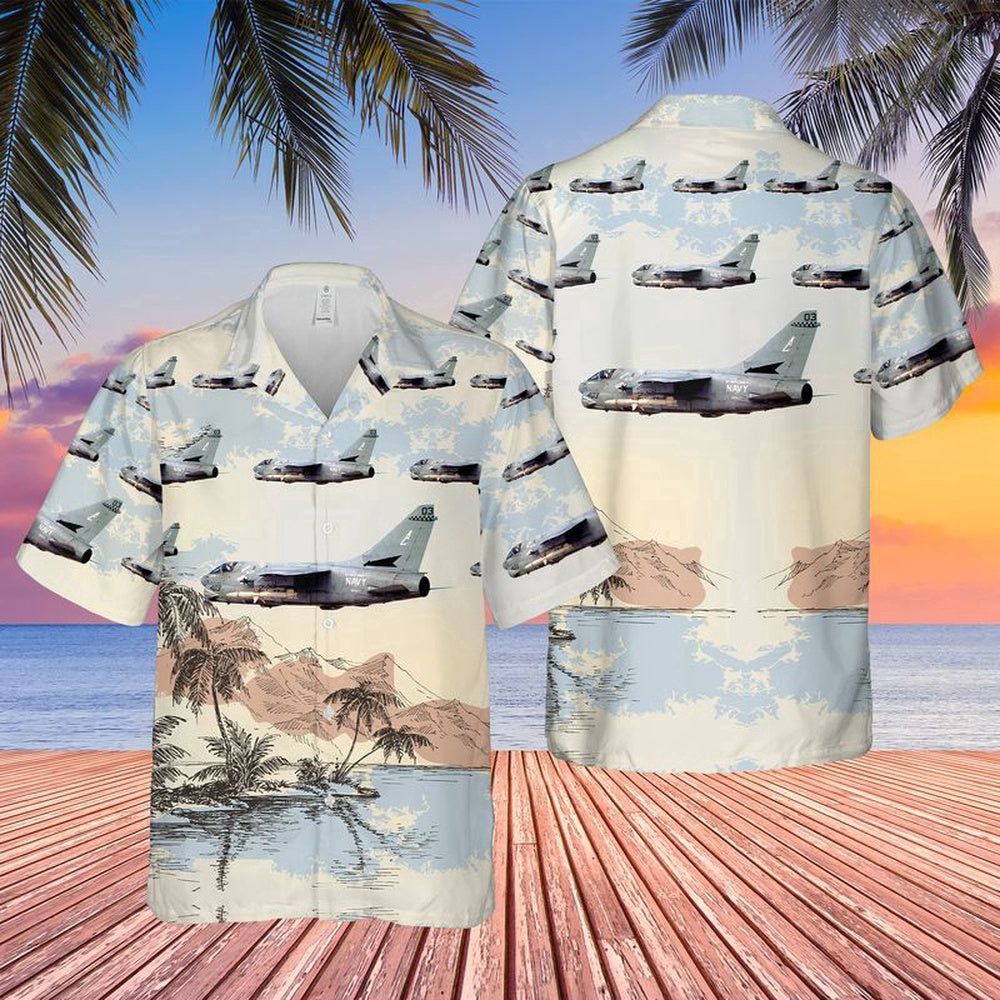 Navy Hawaiian Shirt, Us Navy A-7E Corsair Ii Of Va-72 Blue Hawks Hawaiian Shirt, Navy Shirts Mens