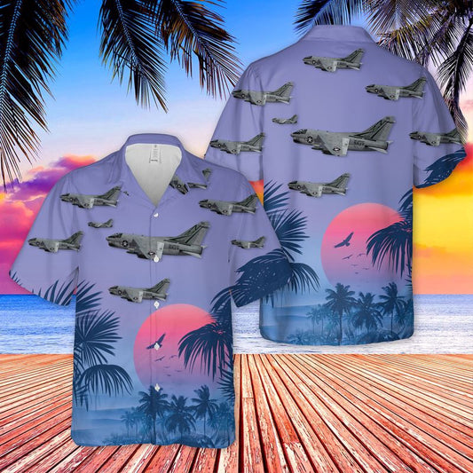 Navy Hawaiian Shirt, Us Navy A7B Corsair Ii Of Va-155 Sliver Foxes Hawaiian Shirt, Navy Shirts Mens