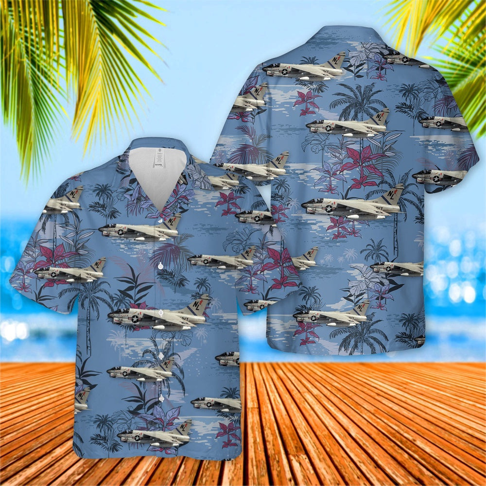 Navy Hawaiian Shirt, Us Navy A7E Corsair Ii Of Va-22 Hawaiian Shirt, Navy Shirts Mens
