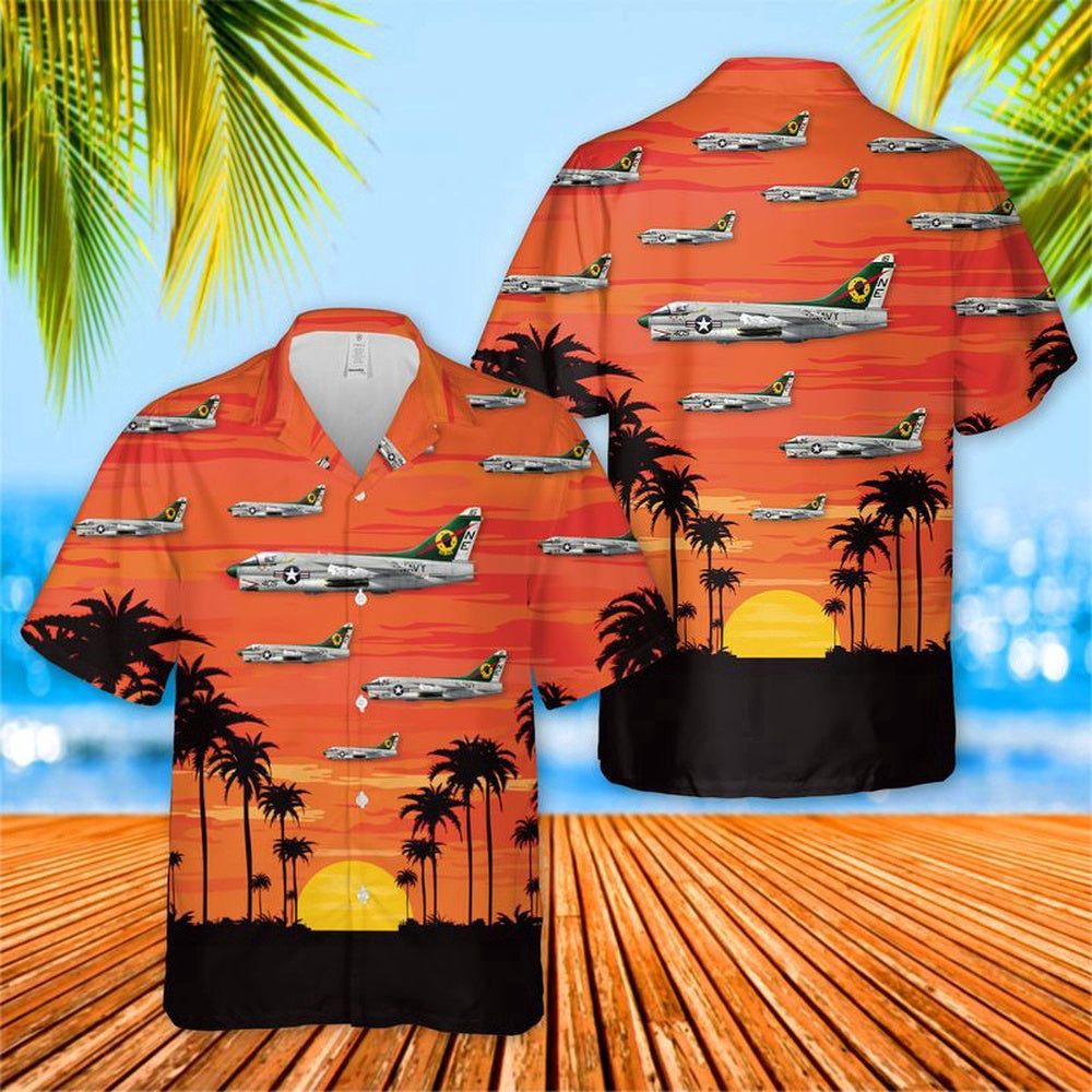 Navy Hawaiian Shirt, Us Navy A7E Corsair Ii Of Va-25 Hawaiian Shirt, Navy Shirts Mens