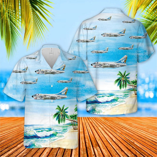 Navy Hawaiian Shirt, Us Navy A7E Corsair Ii Of Va-97 Hawaiian Shirt, Navy Shirts Mens