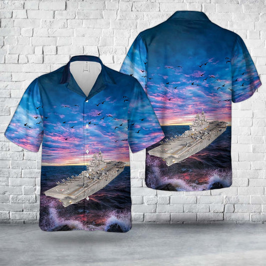 Navy Hawaiian Shirt, Us Navy America-Class Amphibious Assault Ship Hawaiian Shirt, Navy Shirts Mens