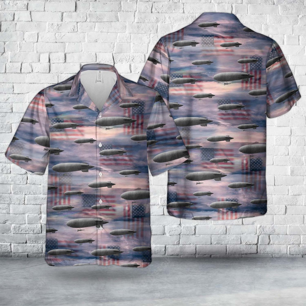 Navy Hawaiian Shirt, Us Navy B-Class Blimp Hawaiian Shirt, Navy Shirts Mens