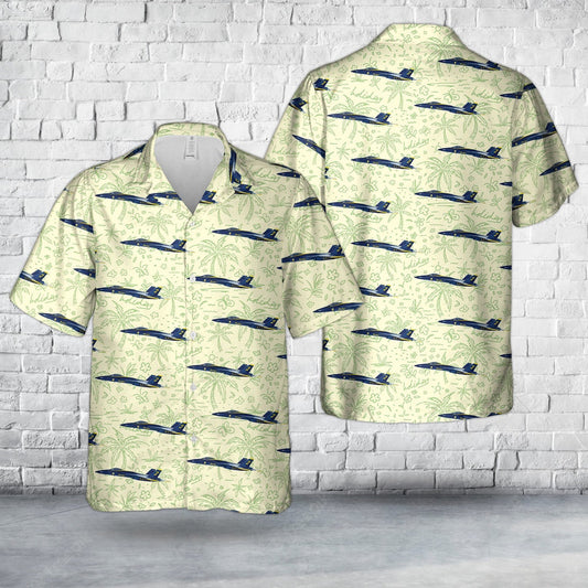 Navy Hawaiian Shirt, Us Navy Blue Angels #2 Fa-18E Hawaiian Shirt, Navy Shirts Mens