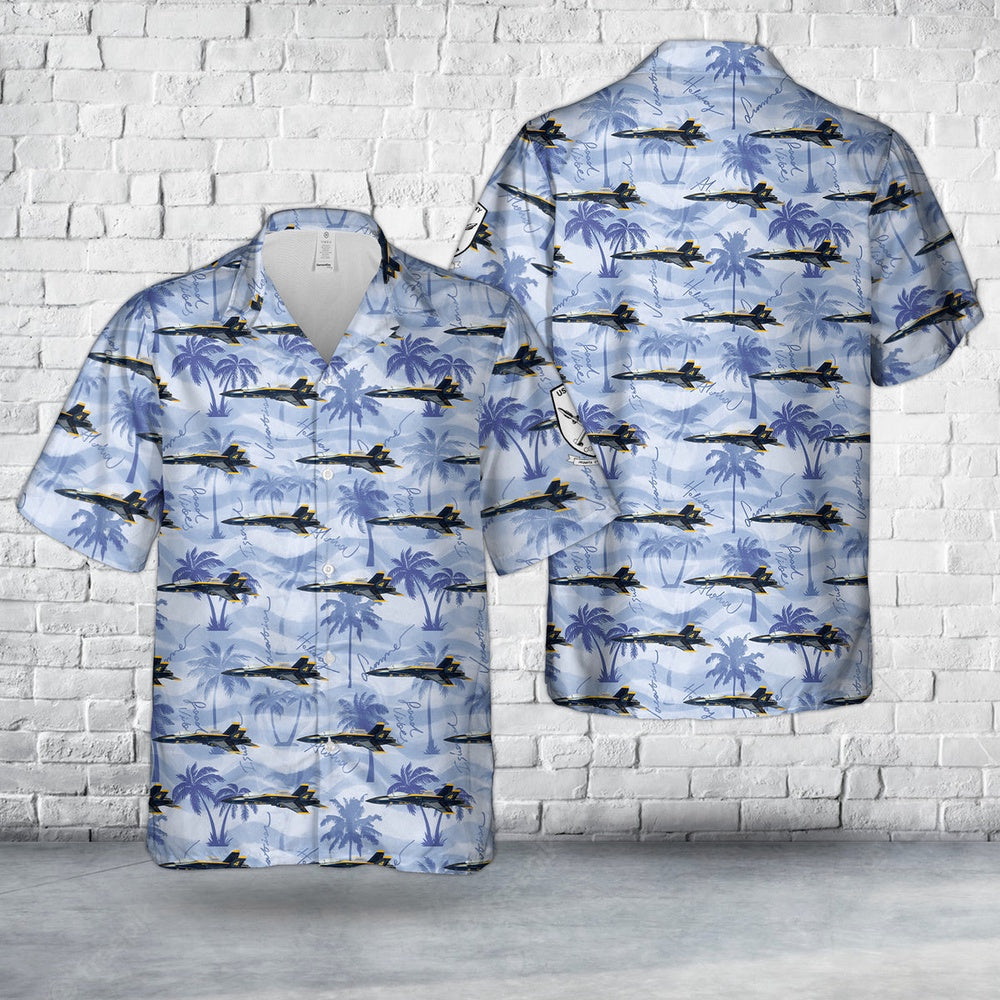 Navy Hawaiian Shirt, Us Navy Blue Angels #4 Fa-18 Hawaiian Shirt, Navy Shirts Mens
