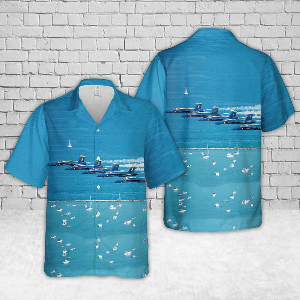 Navy Hawaiian Shirt, Us Navy Blue Angels Air And Water Show Hawaiian Shirt, Navy Shirts Mens