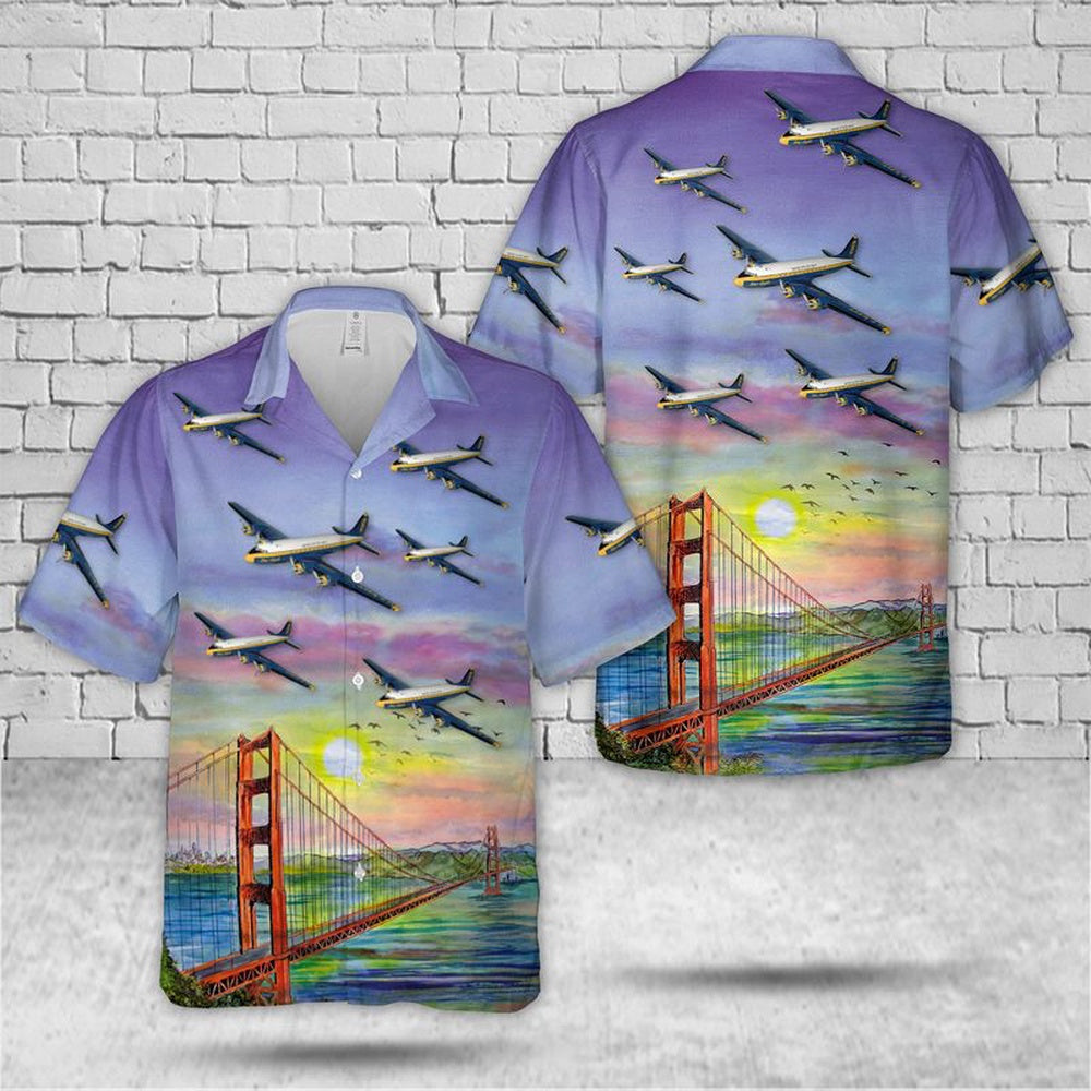 Navy Hawaiian Shirt, Us Navy Blue Angels Douglas R5D Hawaiian Shirt, Navy Shirts Mens