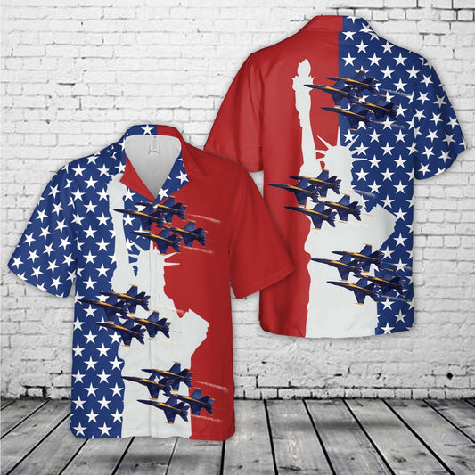 Navy Hawaiian Shirt, Us Navy Blue Angels F A-18 Hornets, 4Th Of July Hawaiian Shirt, Navy Shirts Mens