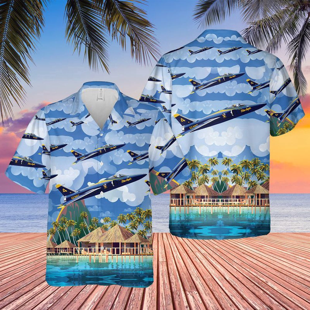 Navy Hawaiian Shirt, Us Navy Blue Angels Grumman F11F-1 Tiger Hawaiian Shirt, Navy Shirts Mens