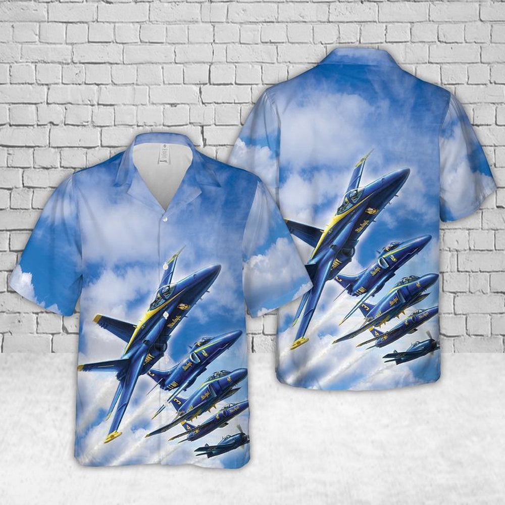 Navy Hawaiian Shirt, Us Navy Blue Angels Show Hawaiian Shirt, Navy Shirts Mens